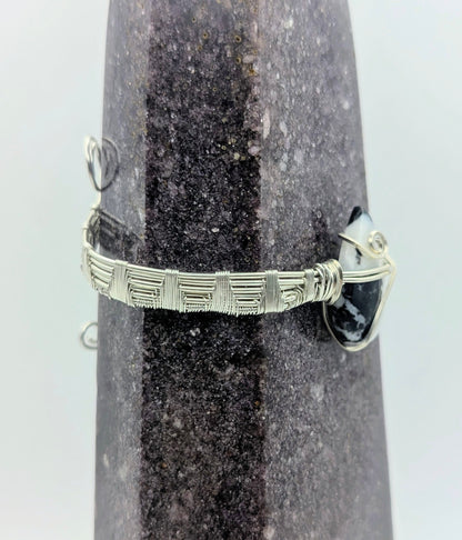 Silver Argentium Zebra Jasper Cuff Bracelet – Handmade Stone Cuff for Balance & Grounding