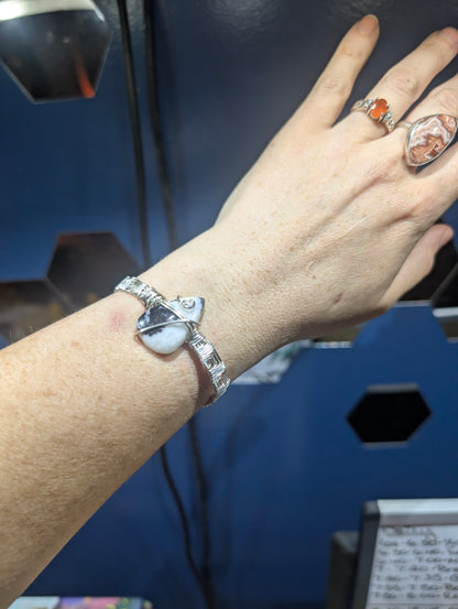 Silver Argentium Zebra Jasper Cuff Bracelet – Handmade Stone Cuff for Balance & Grounding